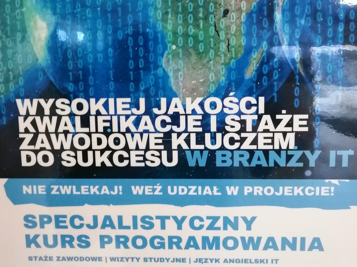 Rusza drugi nabór do projektu „Wysokiej jakości kwalifikacje i staże zawodowe kluczem do sukcesu w branży IT”