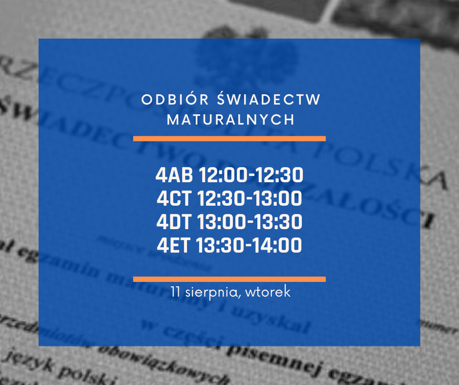 Odbiór świadectw maturalnych